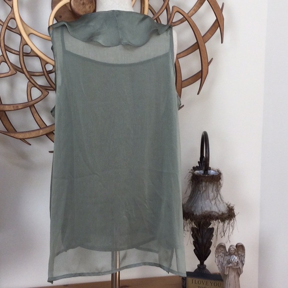 Lovely New York & Company Sheer blouse with  Matching Cami in sage green. - Picture 4 of 5